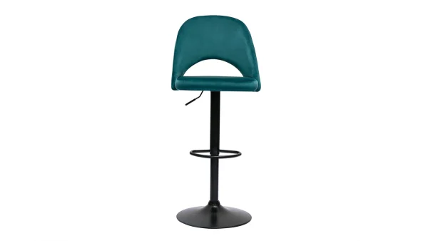 boutique pas cher Tabourets De Bar Relevables En Velours Bleu Pétrole Et Métal Noir (lot De 2) COSETTE 3