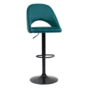 boutique pas cher Tabourets De Bar Relevables En Velours Bleu Pétrole Et Métal Noir (lot De 2) COSETTE 14