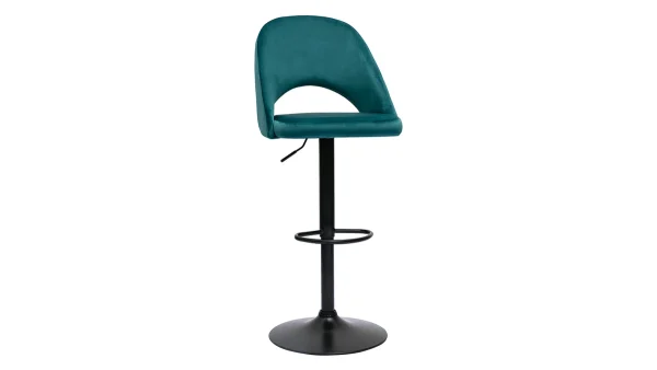 boutique pas cher Tabourets De Bar Relevables En Velours Bleu Pétrole Et Métal Noir (lot De 2) COSETTE 4
