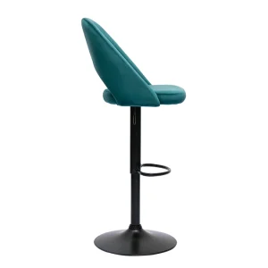 boutique pas cher Tabourets De Bar Relevables En Velours Bleu Pétrole Et Métal Noir (lot De 2) COSETTE 16