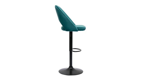 boutique pas cher Tabourets De Bar Relevables En Velours Bleu Pétrole Et Métal Noir (lot De 2) COSETTE 5