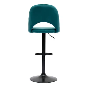 boutique pas cher Tabourets De Bar Relevables En Velours Bleu Pétrole Et Métal Noir (lot De 2) COSETTE 18