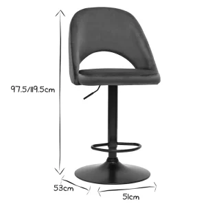 boutique pas cher Tabourets De Bar Relevables En Velours Bleu Pétrole Et Métal Noir (lot De 2) COSETTE 22