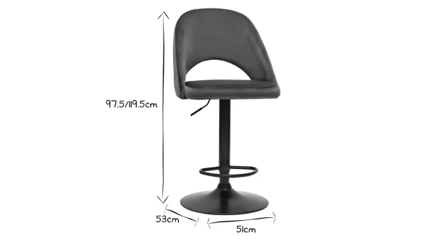 boutique pas cher Tabourets De Bar Relevables En Velours Bleu Pétrole Et Métal Noir (lot De 2) COSETTE 8