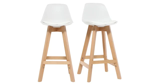 en vente Tabourets De Bar Scandinaves Blanc Et Bois 65 Cm (lot De 2) MINI PAULINE 1