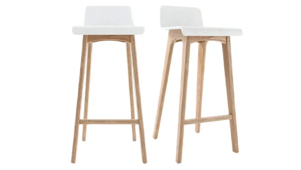 Tabourets De Bar Scandinaves Blancs Et Bois Clair H75 Cm (lot De 2) BALTIK mode pas cher 1