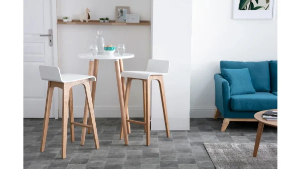 Tabourets De Bar Scandinaves Blancs Et Bois Clair H75 Cm (lot De 2) BALTIK mode pas cher 7