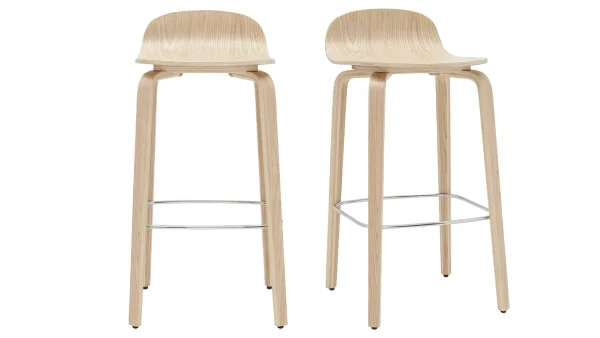 Tabourets De Bar Scandinaves Bois Chêne H68 Cm (lot De 2) OBRA excellent qulity 1