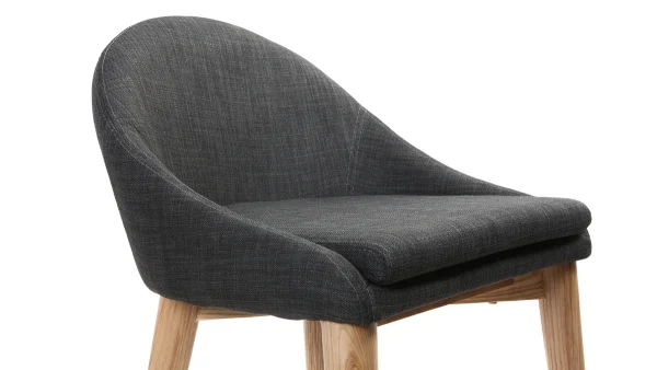 Tabourets De Bar Scandinaves En Tissu Gris Anthracite Et Frêne Massif H66 Cm (lot De 2) DALIA Distributeur Officiel 6