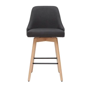 en ligne vente Tabourets De Bar Scandinaves En Tissu Gris Foncé Et Bois Hêtre Massif H65 Cm (lot De 2) HASTA 11