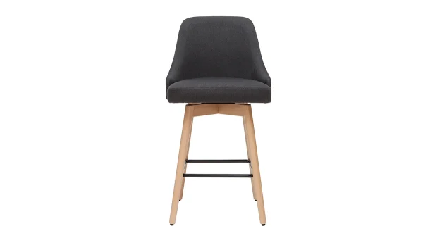 en ligne vente Tabourets De Bar Scandinaves En Tissu Gris Foncé Et Bois Hêtre Massif H65 Cm (lot De 2) HASTA 3