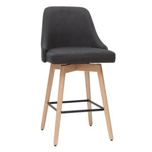 en ligne vente Tabourets De Bar Scandinaves En Tissu Gris Foncé Et Bois Hêtre Massif H65 Cm (lot De 2) HASTA 13