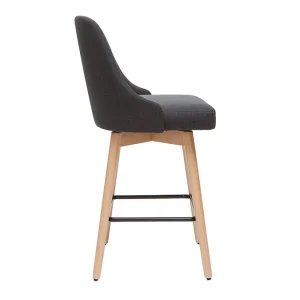 en ligne vente Tabourets De Bar Scandinaves En Tissu Gris Foncé Et Bois Hêtre Massif H65 Cm (lot De 2) HASTA 15