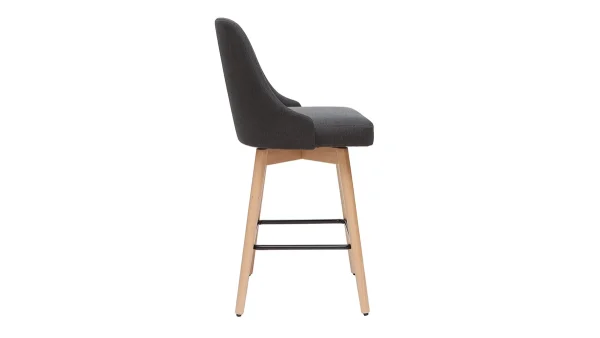 en ligne vente Tabourets De Bar Scandinaves En Tissu Gris Foncé Et Bois Hêtre Massif H65 Cm (lot De 2) HASTA 5