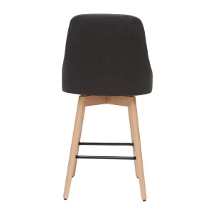 en ligne vente Tabourets De Bar Scandinaves En Tissu Gris Foncé Et Bois Hêtre Massif H65 Cm (lot De 2) HASTA 17