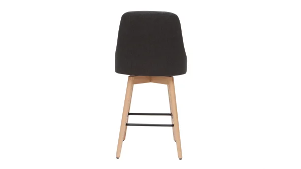 en ligne vente Tabourets De Bar Scandinaves En Tissu Gris Foncé Et Bois Hêtre Massif H65 Cm (lot De 2) HASTA 6