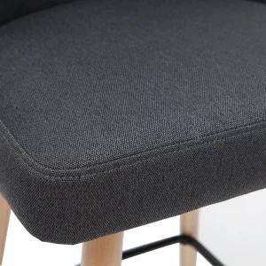 en ligne vente Tabourets De Bar Scandinaves En Tissu Gris Foncé Et Bois Hêtre Massif H65 Cm (lot De 2) HASTA 19