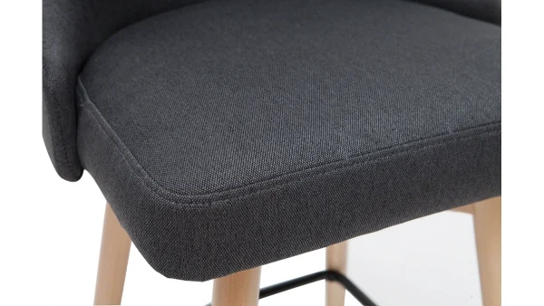 en ligne vente Tabourets De Bar Scandinaves En Tissu Gris Foncé Et Bois Hêtre Massif H65 Cm (lot De 2) HASTA 7