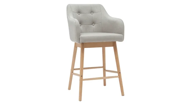 Tabourets De Bar Scandinaves Gris Clair Et Bois H65 Cm (lot De 2) BALTIK De Qualité 4