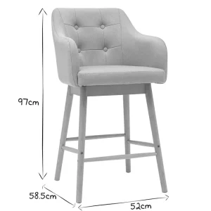 Tabourets De Bar Scandinaves Gris Clair Et Bois H65 Cm (lot De 2) BALTIK De Qualité 22