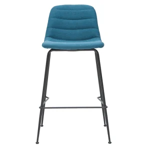 pas cher Tabourets De Bar Tissu Et Métal Bleu Canard 65 Cm (lot De 2) SAURY 12