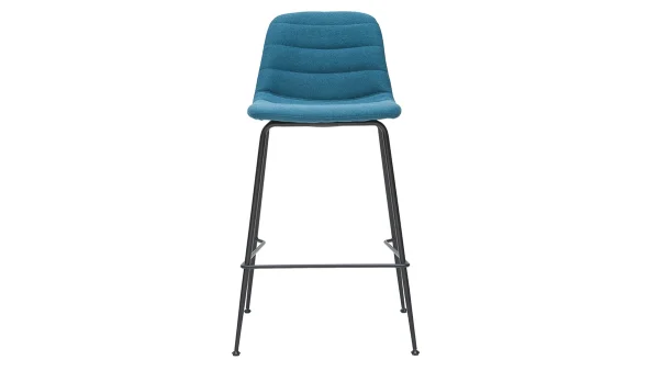 pas cher Tabourets De Bar Tissu Et Métal Bleu Canard 65 Cm (lot De 2) SAURY 3