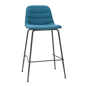 pas cher Tabourets De Bar Tissu Et Métal Bleu Canard 65 Cm (lot De 2) SAURY 14