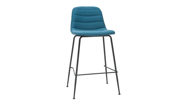 pas cher Tabourets De Bar Tissu Et Métal Bleu Canard 65 Cm (lot De 2) SAURY 4
