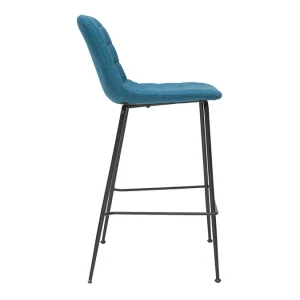 pas cher Tabourets De Bar Tissu Et Métal Bleu Canard 65 Cm (lot De 2) SAURY 16
