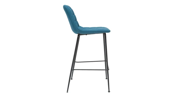 pas cher Tabourets De Bar Tissu Et Métal Bleu Canard 65 Cm (lot De 2) SAURY 5