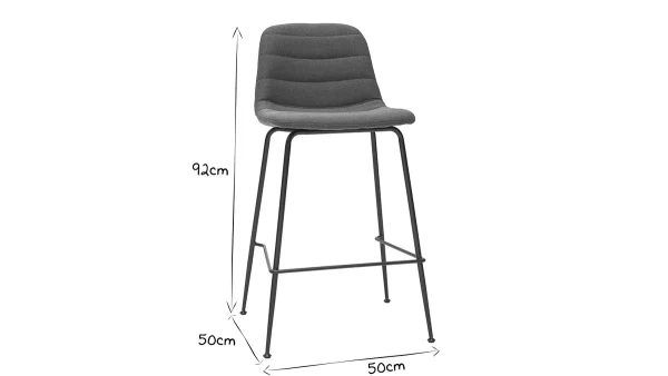 pas cher Tabourets De Bar Tissu Et Métal Bleu Canard 65 Cm (lot De 2) SAURY 8