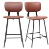 Tabourets De Bar Vintage Marron Clair Avec Pieds Métal 65 Cm (lot De 2) LAB 26