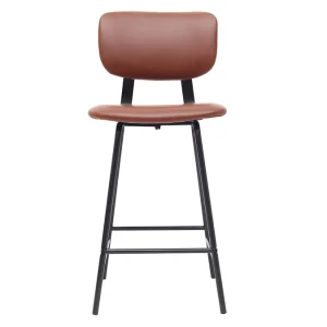 SOLDES TOUT À Tabourets De Bar Vintage Marron Clair Avec Pieds Métal 65 Cm (lot De 2) LAB 14