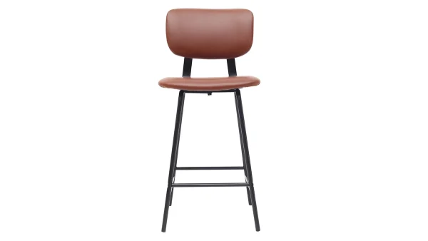 SOLDES TOUT À Tabourets De Bar Vintage Marron Clair Avec Pieds Métal 65 Cm (lot De 2) LAB 3