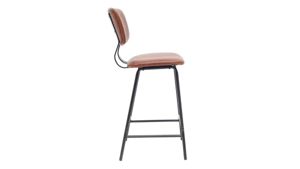 SOLDES TOUT À Tabourets De Bar Vintage Marron Clair Avec Pieds Métal 65 Cm (lot De 2) LAB 5