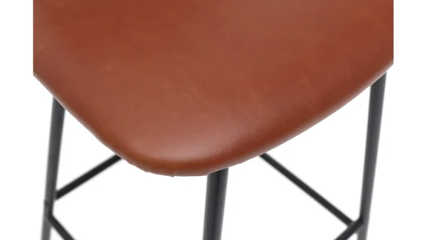 SOLDES TOUT À Tabourets De Bar Vintage Marron Clair Avec Pieds Métal 65 Cm (lot De 2) LAB 7