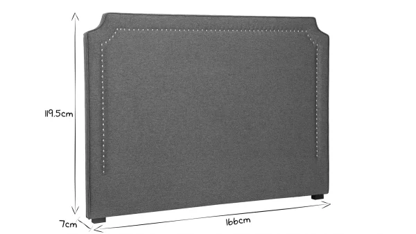 Pas Cher soldes France Tête De Lit Baroque Cloutée En Tissu Gris Foncé L166 Cm BARDOT 5