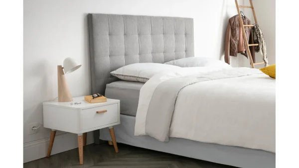 haute qualité Tête De Lit Capitonnée En Tissu Gris L160 Cm HALCIONA 5