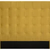 vente pas cher Tête De Lit Capitonnée En Tissu Velours Jaune Moutarde L160 Cm HALCIONA 14