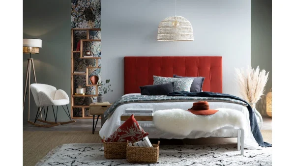 Tête De Lit Capitonnée En Tissu Velours Terracotta L160 Cm HALCIONA site pas cher 5