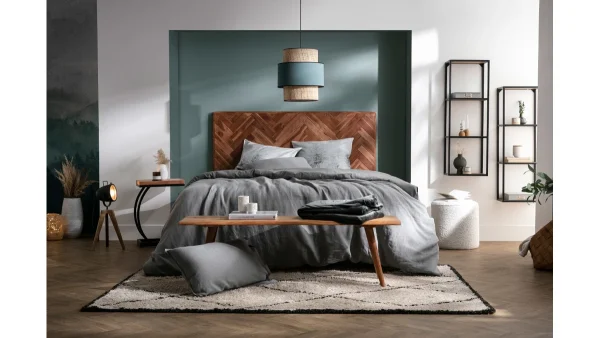 Tête De Lit Chevrons En Bois Massif Et Métal Noir L165 Cm STICK 4