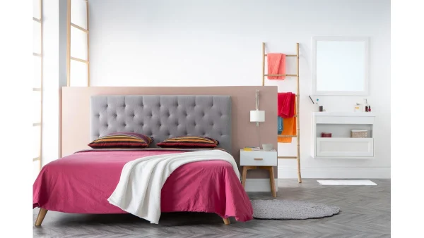 Tête De Lit En Tissu Gris Clair L160 Cm ENGUERRAND 5