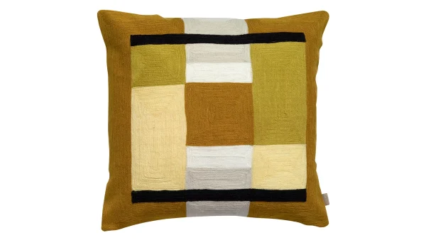 magasin paris Coussin à Motifs Brodé Jaune 45 X 45 Cm KUBY 1