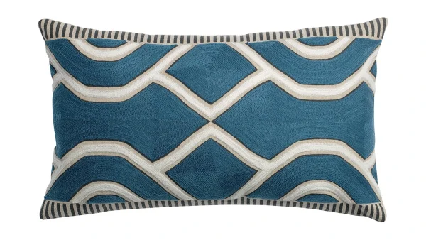 excellents soldes Coussin Brodé Ethnique Bleu 30 X 50 Cm YELO 1