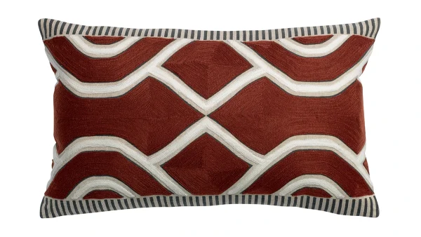 authentiques Coussin Brodé Ethnique Caramel 30 X 50 Cm YELO 1