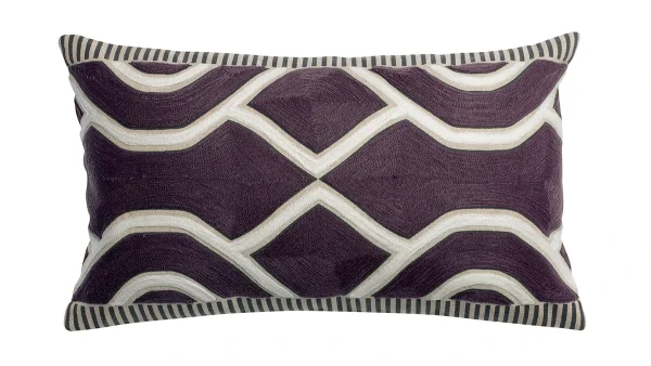 SOLDES TOUT À Coussin Brodé Ethnique Violet Raisin 30 X 50 Cm YELO 1