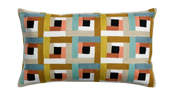 Coussin Brodé Multicolore 40 X 65 Cm PINTA Promotio de vente 1