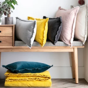 Pas Cher soldes France Coussin Carré En Velours Gris Ardoise 45 X 45 PESCA 7