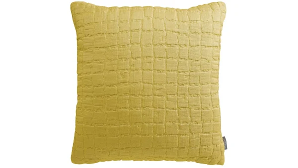 soldes Coussin En Coton Texturé Jaune 45 X 45 Cm WAFLE 1