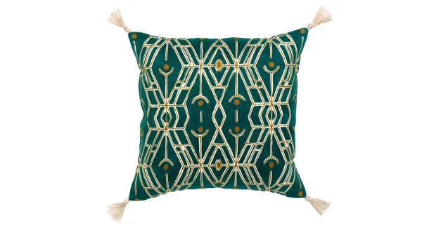 qualité d’originales Coussin Vert Avec Motif Ethnique 45 X 45 Cm AUSA 1